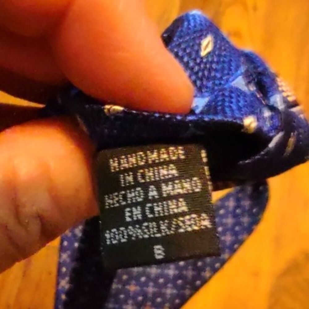CM Gold Series Handmade Royal Blue 100% Silk Neck Tie - Picture 4 of 4